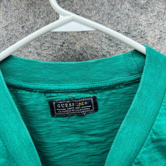 Guess Shirt Mens Medium Red Green Graphic Cotton Tee Colorblock J Balvin Print - Picture 8 of 12